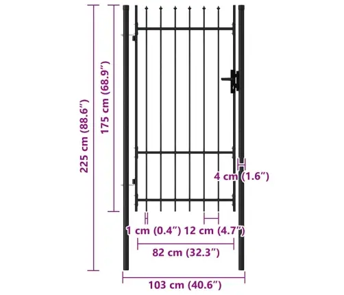Varteliai Su Smailiais Viršugaliais, Juodi, 1X1,75M, Plienas