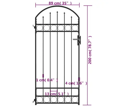 Žoga Vārti Ar Arkveida Formu, 89X200 Cm, Melns Tērauds Vidaxl