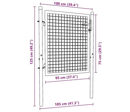 Võrgust Aiavärav, Tsingitud Teras, 100 X 75 cm Hall