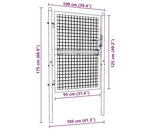 Tinkliniai Sodo Vartai, Cinkuotas Plienas, 100X125 cm Pilki