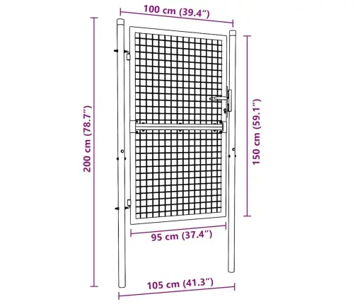 Võrgust Aiavärav, Tsingitud Teras, 100 X 150 cm Hall