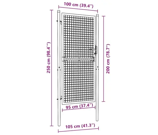 Tinkliniai Sodo Vartai, Cinkuotas Plienas, 100X200 cm Pilki