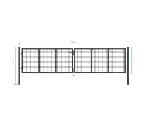 Dārza Vārti, Sieta, Cinkots Tērauds, 400X100 Cm, Pelēki Vidaxl