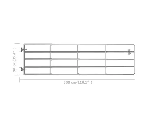 Aploka Vārti, 5 Stieņi, Tērauds, (115-300)X90 Cm, Sudraba Krāsa  Vidaxl