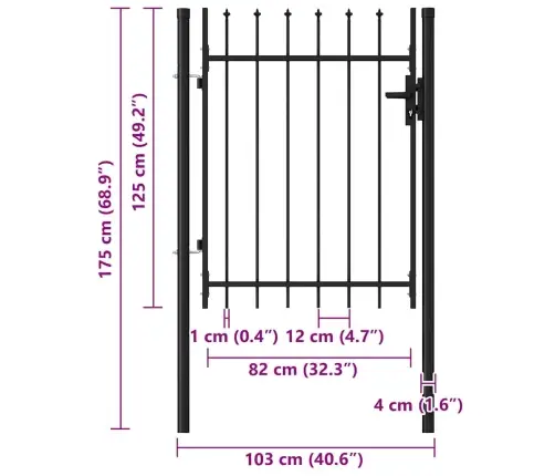 Varteliai Su Smailiais Viršugaliais, Juodi, 1X1,2M, Plienas