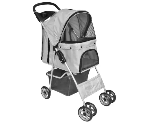 Dzīvnieku Ratiņi Suņiem Un Kaķiem, Saliekami, Pelēki Vidaxl