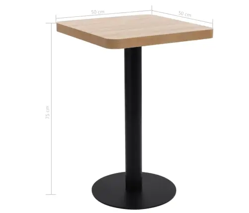 Bistro Galds, Gaiši Brūns, 50X50 Cm, Mdf Vidaxl