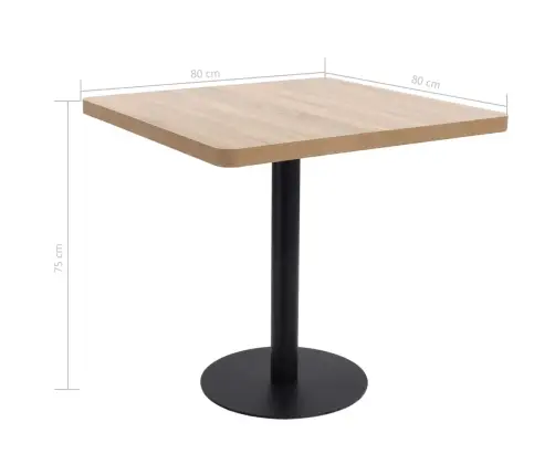 Bistro Galds, Gaiši Brūns, 80X80 Cm, Mdf Vidaxl