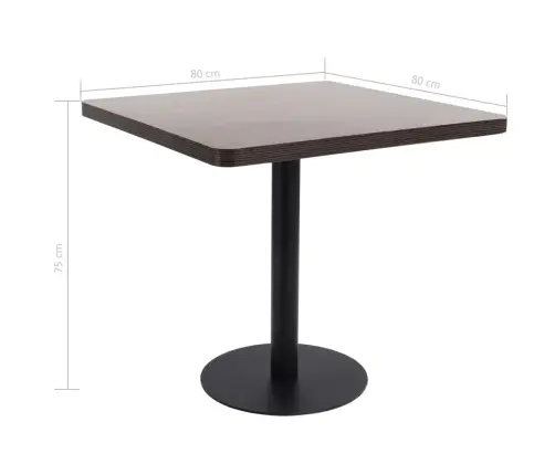 Bistro Galds, Tumši Brūns, 80X80 Cm, Mdf Vidaxl