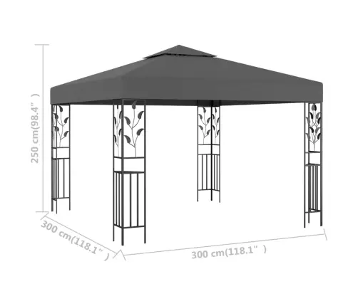 Dārza Nojume, 3X3 M, Antracītpelēka Vidaxl