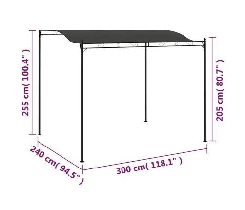 Dārza Nojume, 3 X 2,4 M, Pelēka  Vidaxl