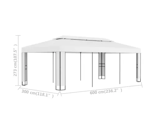 Varjualune, Topeltkatusega, 3 X 6 M, Valge