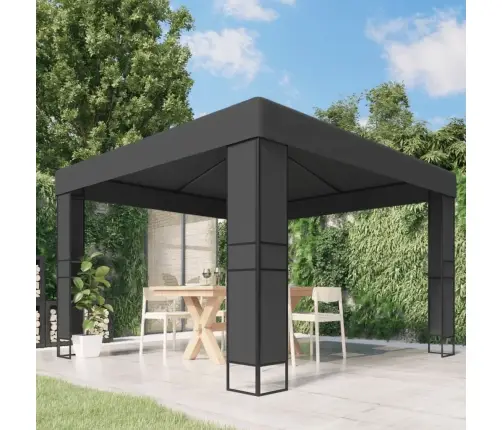 Dārza Nojume Ar Dubulto Jumtu, 3X3 M, Antracītpelēka Vidaxl