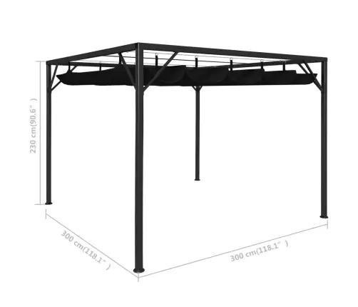 Aia Varjualune Eemaldatava Katusega 3 X 3 M Antratsiithall