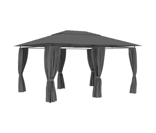 Dārza Nojume Ar Aizkariem, 4X3 M, Antracītpelēka Vidaxl