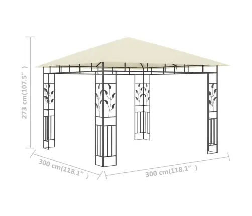 Pavėsinė Su Tinkleliu Nuo Uodų, Kreminė, 3X3X2,73M, 180G/M²