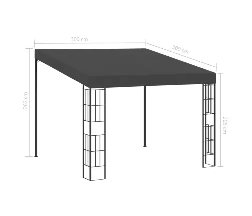 Dārza Nojume, Stiprināma Pie Sienas, 3X3 M, Pelēks Audums Vidaxl