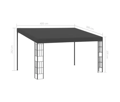 Dārza Nojume, Stiprināma Pie Sienas, 3X4 M, Pelēks Audums Vidaxl