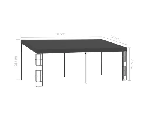 Dārza Nojume, Stiprināma Pie Sienas, 3X6 M, Pelēks Audums Vidaxl
