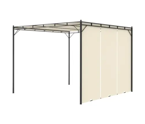 Dārza Nojume Ar Sānu Aizkariem, 3X3X2,25 M, Krēmkrāsas Vidaxl
