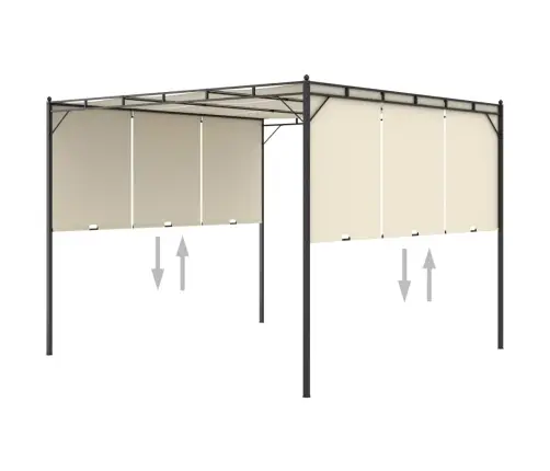 Dārza Nojume Ar Sānu Aizkariem, 3X3X2,25 M, Krēmkrāsas Vidaxl