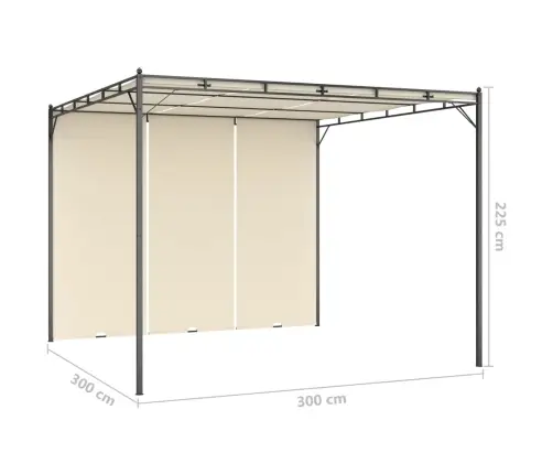 Dārza Nojume Ar Sānu Aizkariem, 3X3X2,25 M, Krēmkrāsas Vidaxl