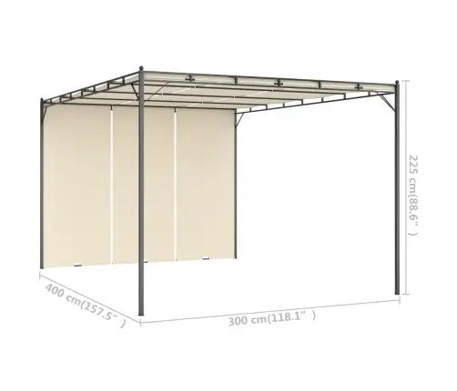 Dārza Nojume Ar Sānu Aizkariem, 4X3X2,25 M, Krēmkrāsas Vidaxl
