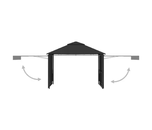 Nojume Ar 2 Izvelkamiem Jumtiem, 3X3X2,75 M, Pelēka,180 G/M² Vidaxl