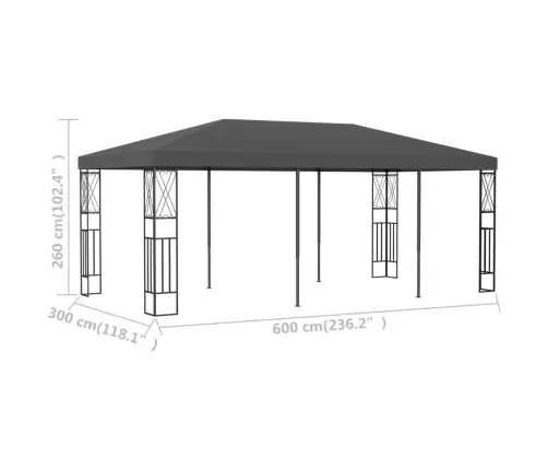 Dārza Nojume, 3X6 M, Antracītpelēks Audums Vidaxl