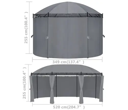 Kardinatega Varikatus, 520X349X255 Cm Antratsiithall
