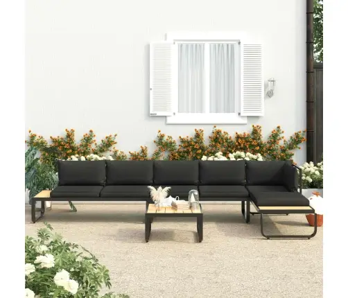 Četrdaļīgs Dārza Mēbeļu Komplekts Ar Matračiem, Alumīnijs, Wpc Vidaxl