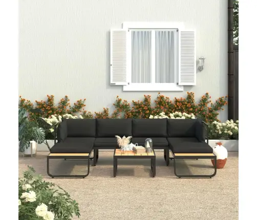 Četrdaļīgs Dārza Mēbeļu Komplekts Ar Matračiem, Alumīnijs, Wpc Vidaxl