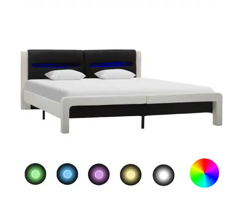 Lovos Rėmas Balta Ir Juoda 120 X 200 Cm Dirbtinė Oda