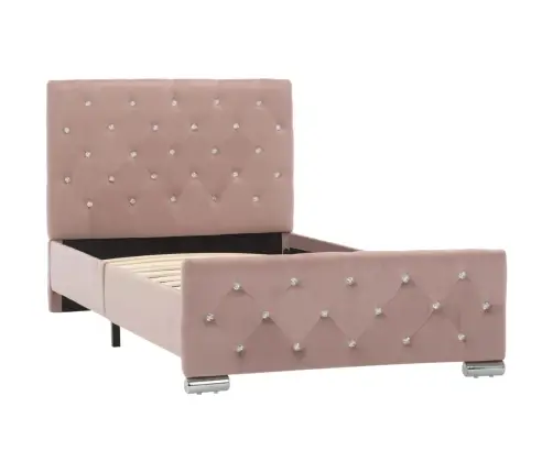 Voodiraam, Roosa, Samet, 90 X 200 Cm