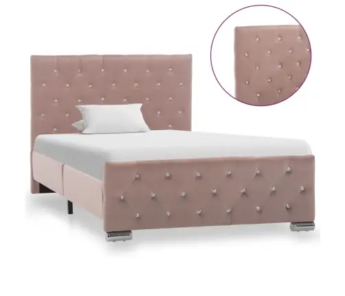 Gultas Rāmis, Rozā Samts, 100X200 Cm Vidaxl