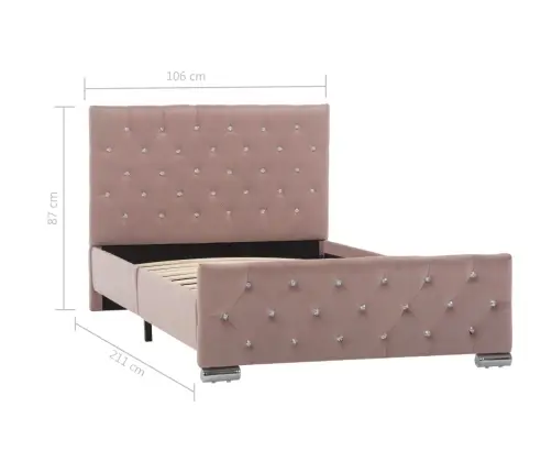 Gultas Rāmis, Rozā Samts, 100X200 Cm Vidaxl