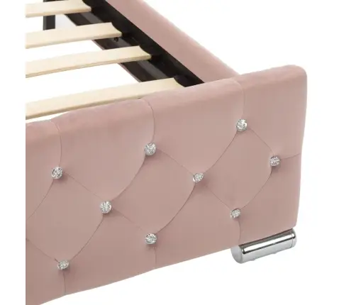 Voodiraam, Roosa, Samet, 140 X 200 Cm