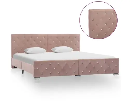 Gultas Rāmis, Rozā Samts, 180X200 Cm Vidaxl