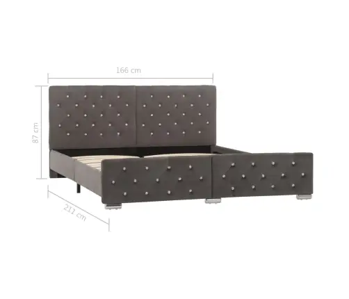 Gultas Rāmis, Pelēks Samts, 160X200 Cm Vidaxl