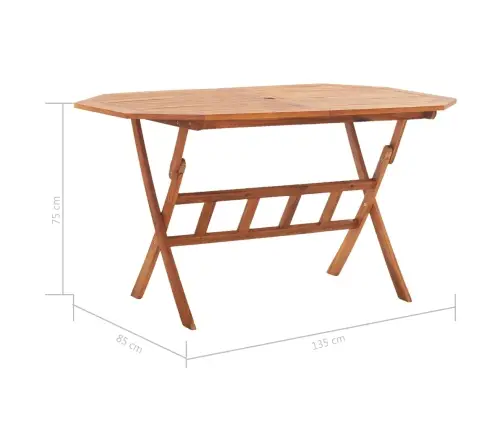Saliekams Dārza Galds, 135X85X75 Cm, Akācijas Masīvkoks Vidaxl