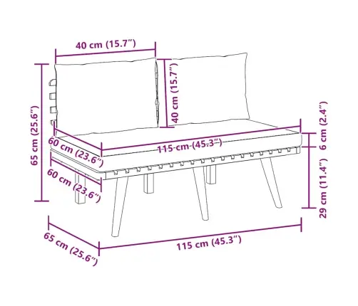 Sodo Suoliukas Su Pagalvėlėmis, 115cm Akacijos Masyvas