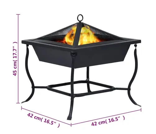 Laužavietė, Juodos Spalvos, 42X42X45cm Plienas