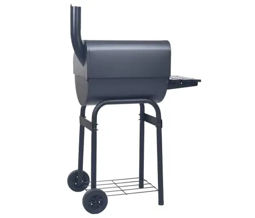 Medžio Anglimis Kūrenama Kepsninė-Rūkykla Su Lentyna, Juoda