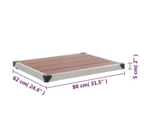 Āra Dušas Pamatne, Brūna, 80X62 Cm, Wpc, Nerūsējošs Tērauds Vidaxl