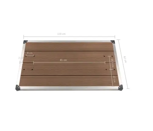 Āra Dušas Pamatne, Brūna, 110X62 Cm, Wpc, Nerūsējošs Tērauds Vidaxl