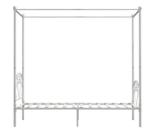 Gultas Rāmis Ar Nojumi, Balts Metāls, 90X200 Cm  Vidaxl