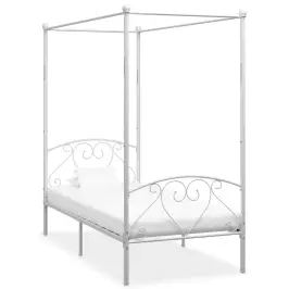 Baldahhiiniga Voodiraam, Valge, Metall, 120 X 200 Cm