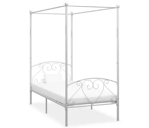 Baldahhiiniga Voodiraam, Valge, Metall, 120 X 200 Cm