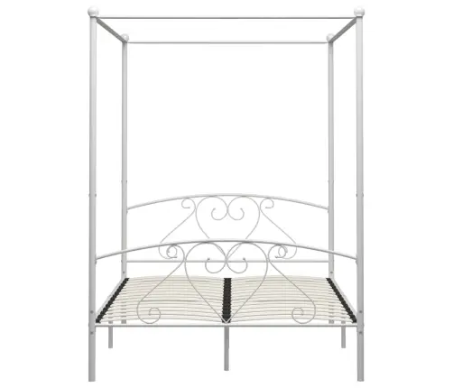Baldahhiiniga Voodiraam, Valge, Metall, 140 X 200 Cm