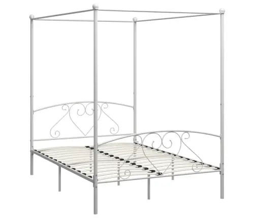 Lovos Rėmas Su Baldakimu, Baltos Spalvos, 160X200cm Metalas